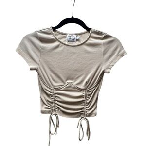 Princess Polly Beige Ruched Crop Top